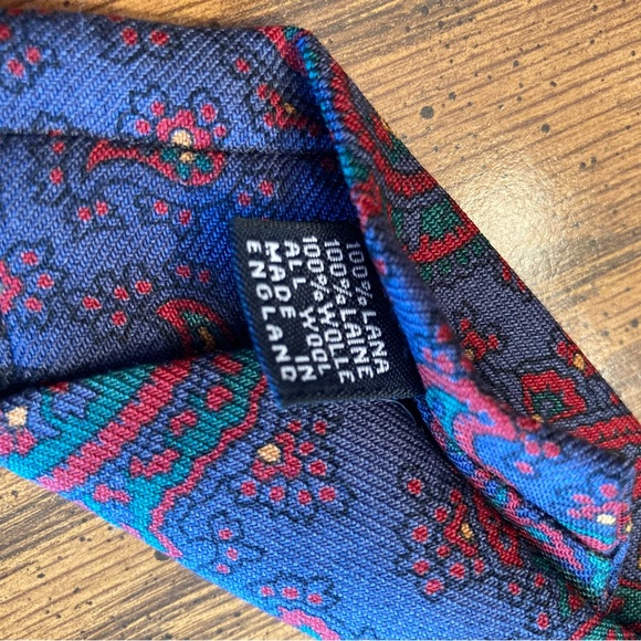 Drakes Made In London Paisley Print Wool Necktie - Picture 6 of 7